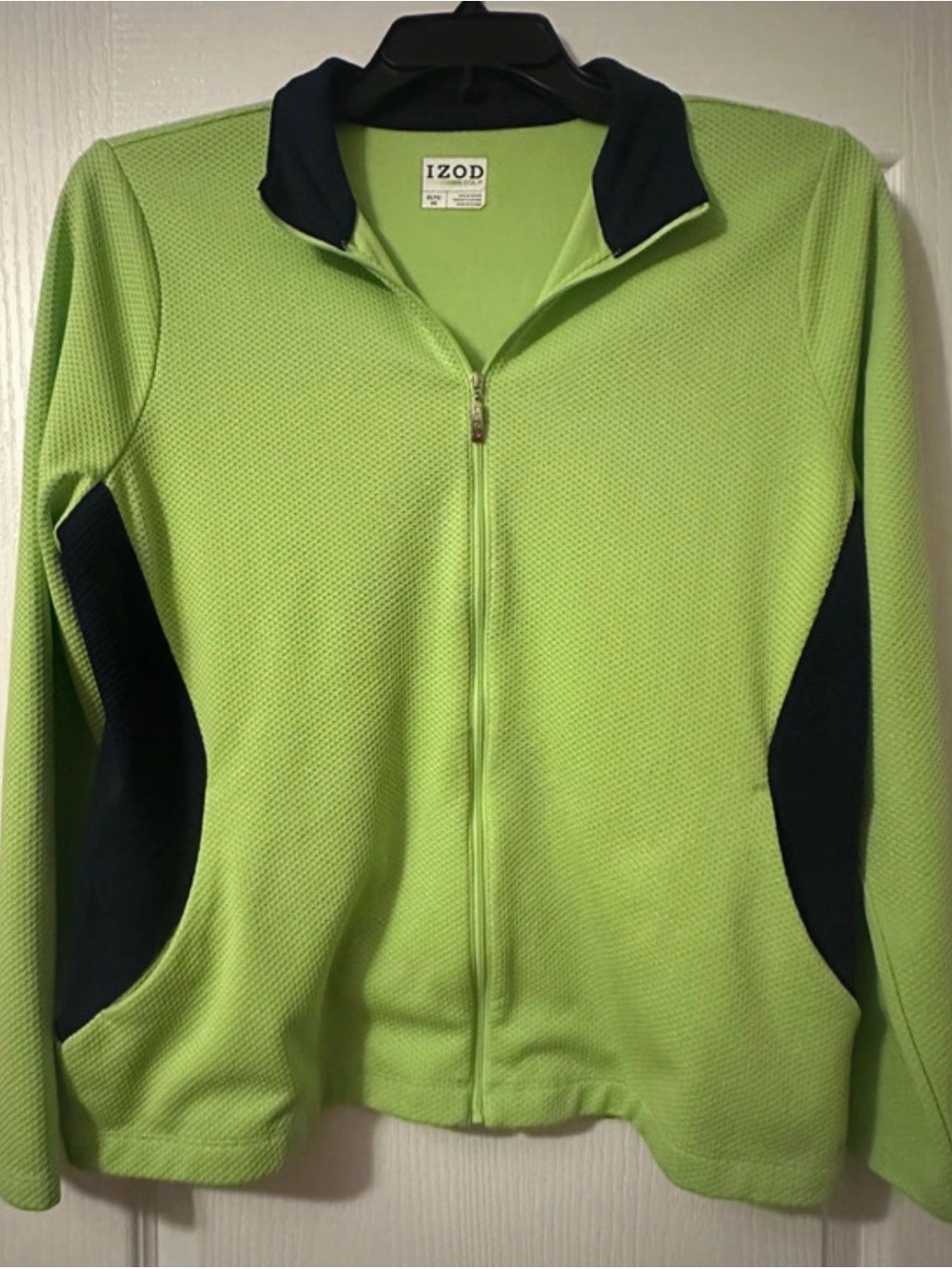 Izod Lime Green Full-Zip Utility Jacket with Navy Panels